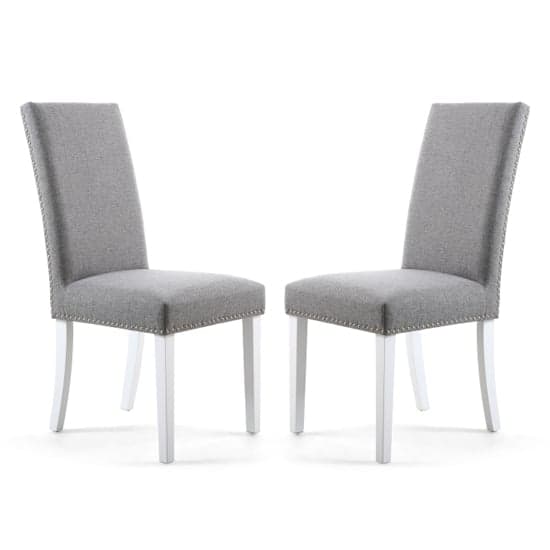 Rabat Silver Grey Linen Dining Chairs And White Legs In Pair_1