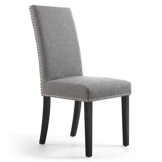Rabat Steel Grey Linen Dining Chairs And Black Legs In Pair_2