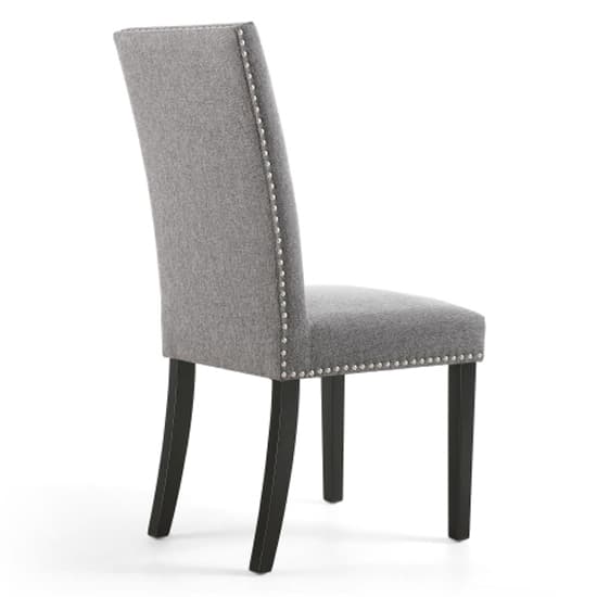Rabat Steel Grey Linen Dining Chairs And Black Legs In Pair_5