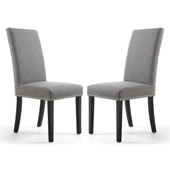 Rabat Steel Grey Linen Dining Chairs And Black Legs In Pair_1