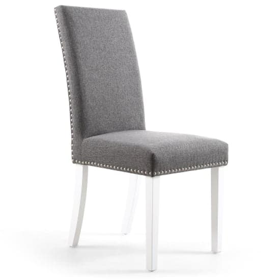 Rabat Steel Grey Linen Dining Chairs And White Legs In Pair_2