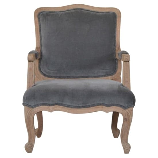 Rarer Velvet French Style Accent Chair In Grey And Sunbleach_2