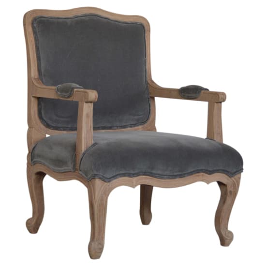 Rarer Velvet French Style Accent Chair In Grey And Sunbleach_1