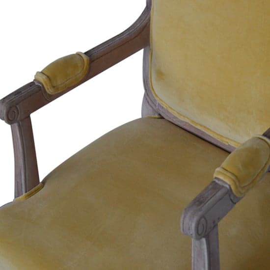 Rarer Velvet French Style Accent Chair In Mustard And Sunbleach_3