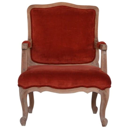 Rarer Velvet French Style Accent Chair In Rust And Sunbleach_2