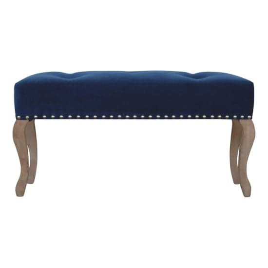 Rarer Velvet French Style Hallway Bench In Blue And Sunbleach_2