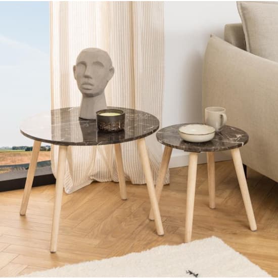 Ravello Marble Side Table Round In Emperador Brown_4