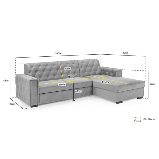 Ravello Plush Velvet Sofa Bed Right Hand In Blue Furniture in Fashion