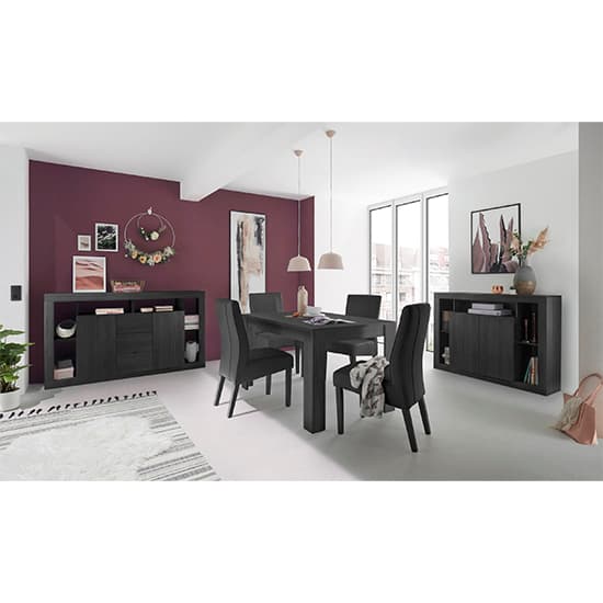 Raya Extending Wooden Dining Table In Black Ash_4