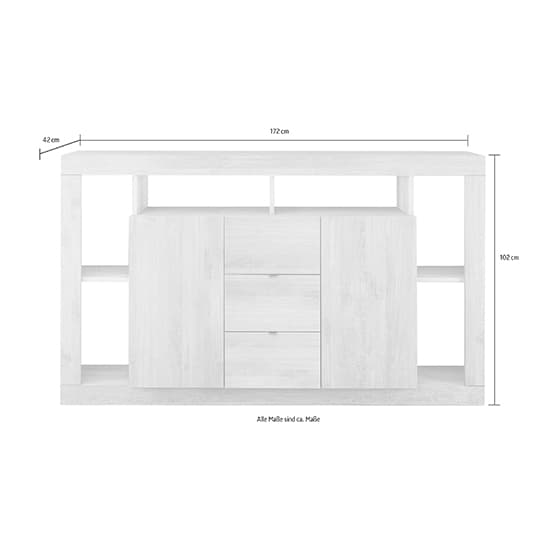 Raya Gloss Sideboard With 2 Doors 3 Drawers In White Concrete_4