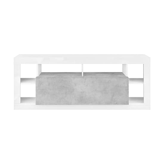 Raya Gloss TV Stand With 1 Flap Door In White Concrete Effect_3
