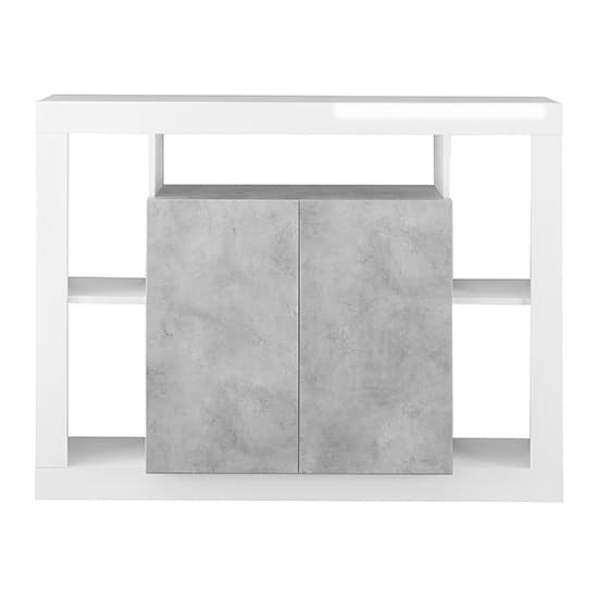 Raya High Gloss Sideboard With 2 Doors In White Concrete Effect_3