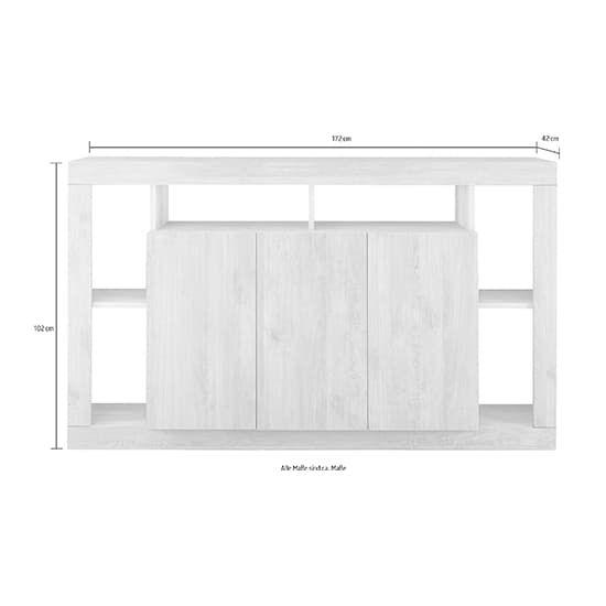 Raya High Gloss Sideboard With 3 Doors And Mirror In White_4