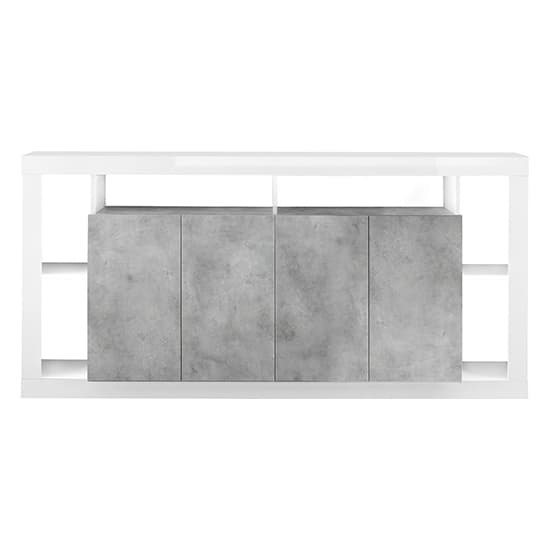 Raya High Gloss Sideboard With 4 Doors In White Concrete Effect_3