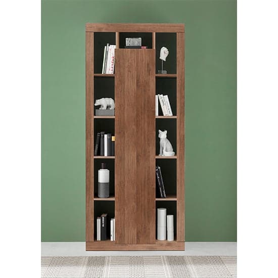 Raya Wooden Bookcase With 1 Door In Mercury_1