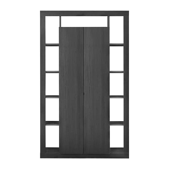 Raya Wooden Bookcase With 2 Doors In Black Ash_3