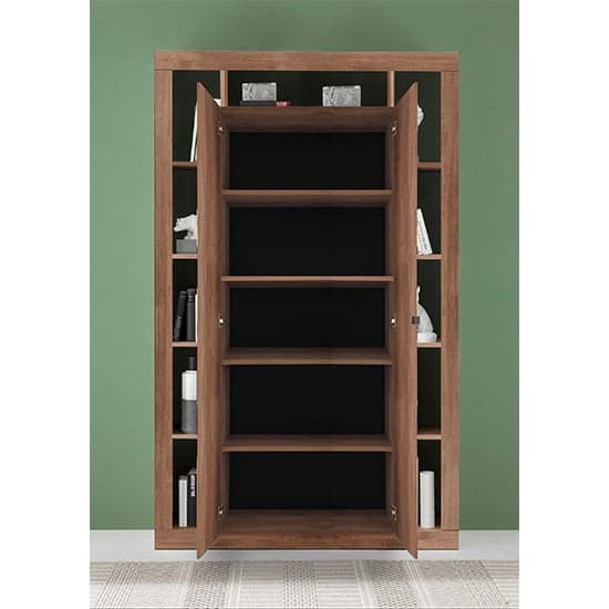 Raya Wooden Bookcase With 2 Doors In Mercury_2
