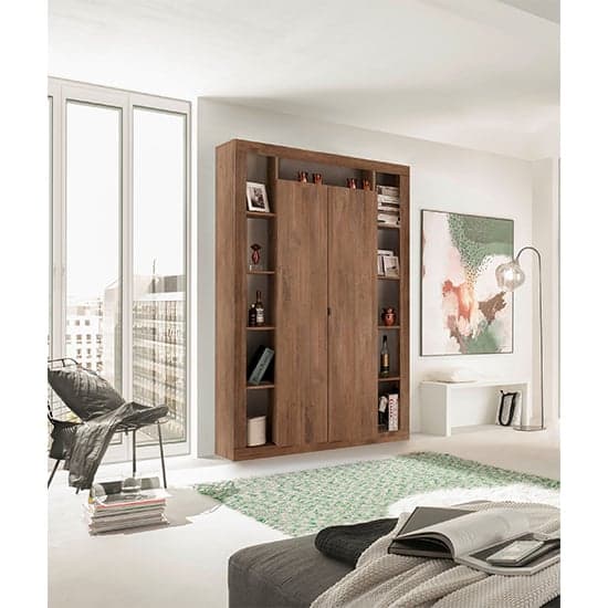 Raya Wooden Bookcase With 2 Doors In Mercury_5