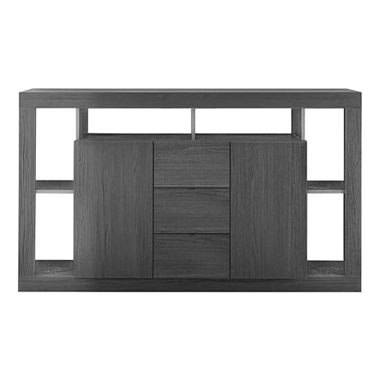 Raya Wooden Sideboard With 2 Doors 3 Drawers In Black Ash_3