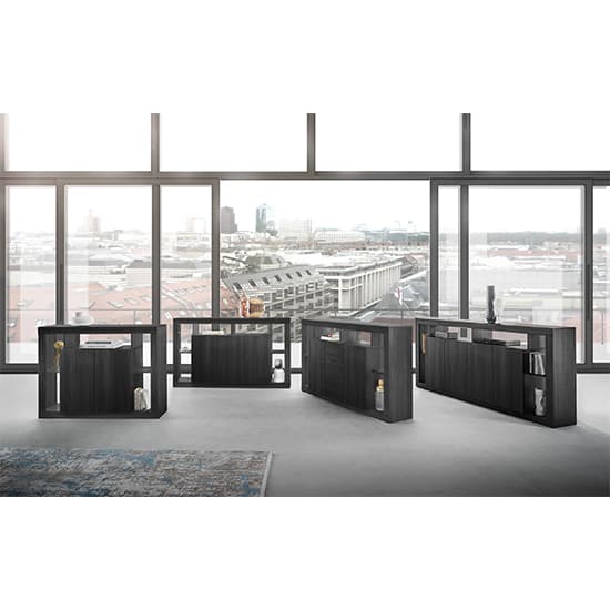 Raya Wooden Sideboard With 2 Doors 3 Drawers In Black Ash_5