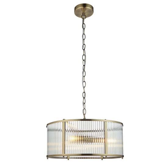 Rayong Glass Shade 3 Lights Ceiling Pendant Light In Brass_7