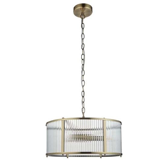Rayong Glass Shade 3 Lights Ceiling Pendant Light In Brass_8