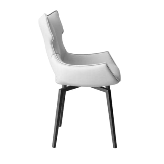 Rayong Swivel White Faux Leather Dining Chairs In Pair_3