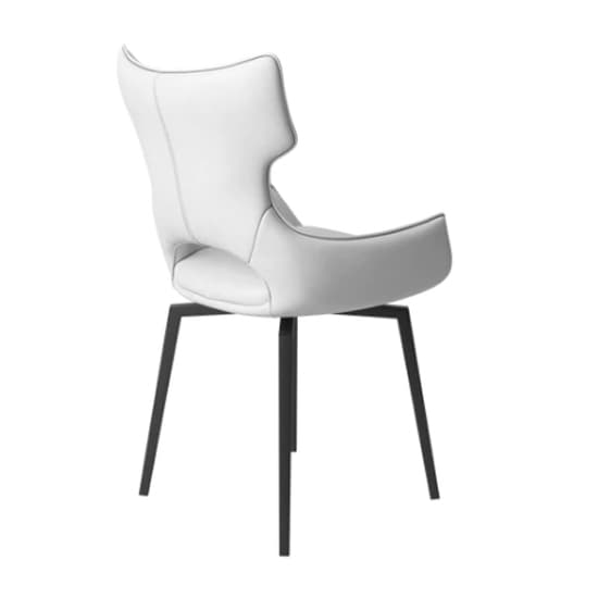 Rayong Swivel White Faux Leather Dining Chairs In Pair_4