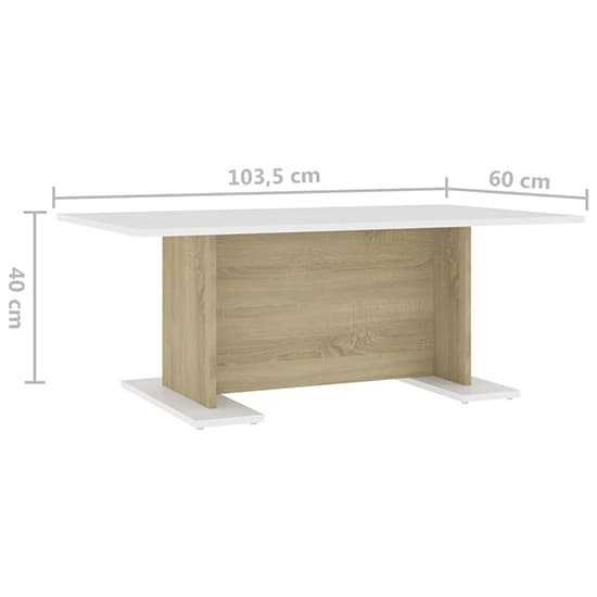 Rayya Rectangular Wooden Coffee Table In White And Sonoma Oak_3