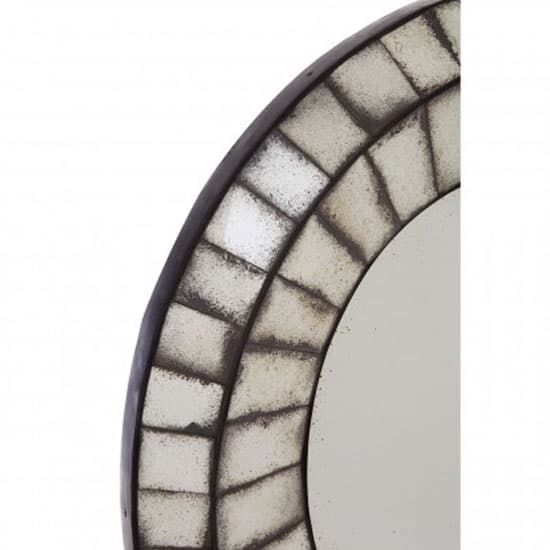 Raze Oval 3D Mosaic Wall Bedroom Mirror In Antique Silver Frame_2