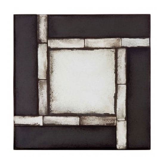 Raze Square Tiled Design Wall Mirror In Antique Black Frame_1