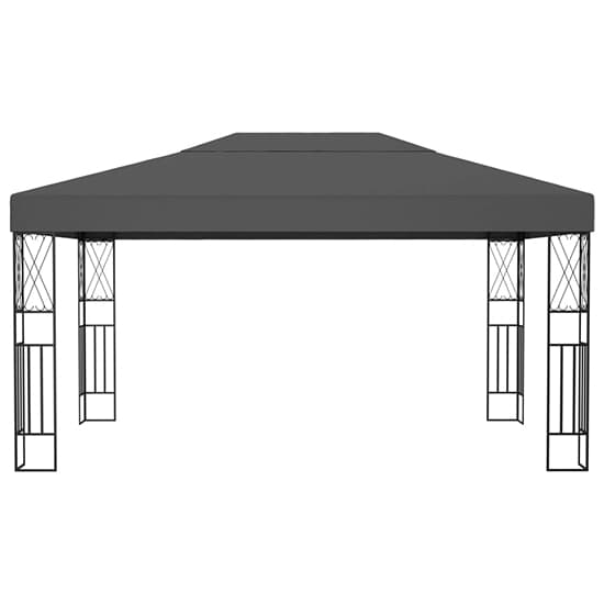 Raziel Large Fabric Gazebo In Anthracite With LED String Lights_4
