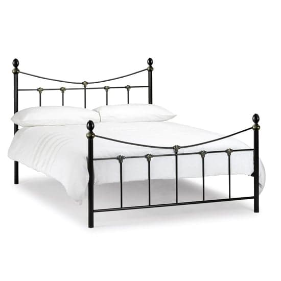 Ranae Metal King Size Bed In Satin Black And Antique Gold_2
