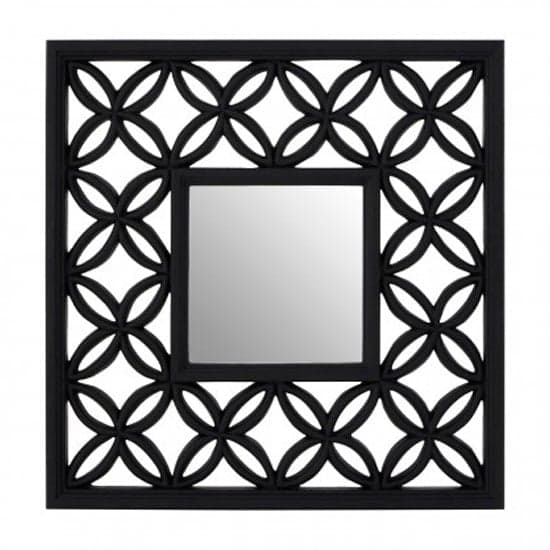 Recon Square Wall Bedroom Mirror In Black Lattice Frame_1