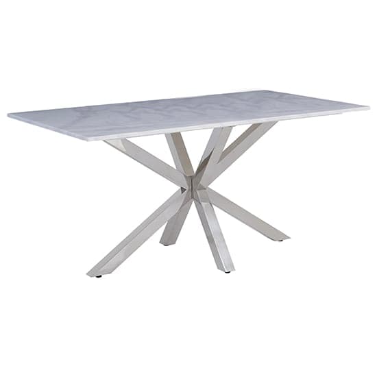 Redlands Marble 160cm Dining Table In White And Grey_2