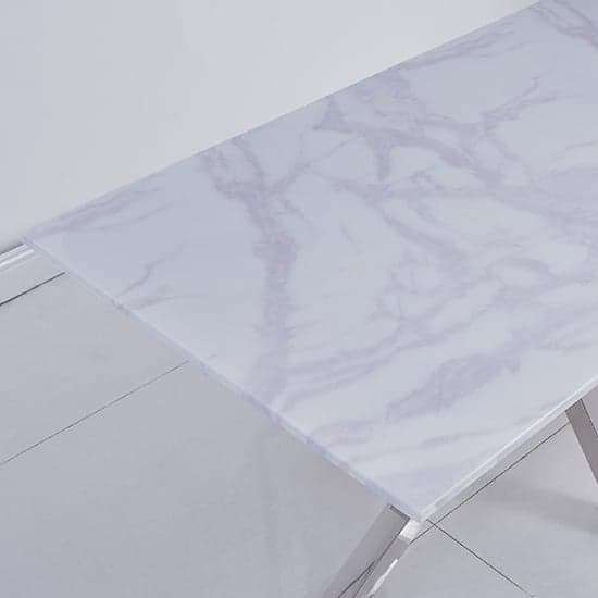 Redlands Marble 160cm Dining Table In White And Grey_3