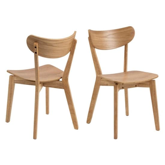 Redondo Oak Wooden Dining Chairs In Pair