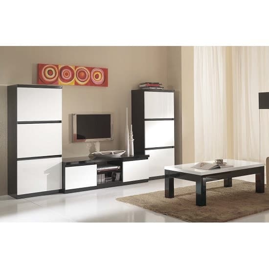 Regal Living Room Set 1 In Black White With High Gloss Lacquer