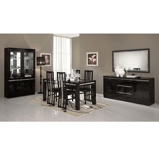 Regal Display Cabinet In Black Gloss Lacquer Cromo Decor LED_2