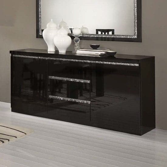 Regal High Gloss Sideboard With In Black And Cromo Decor_1