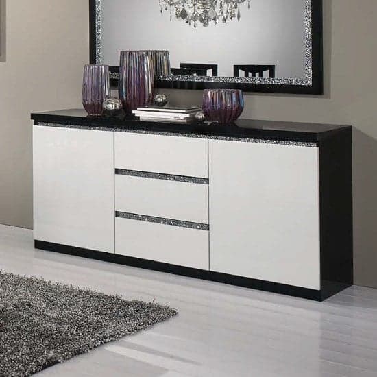Regal Sideboard In Black White Gloss Lacquer Cromo Details_1