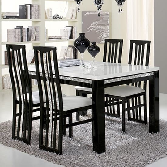 Regal Cromo Details Black Gloss Dining Table With 4 Chairs_1