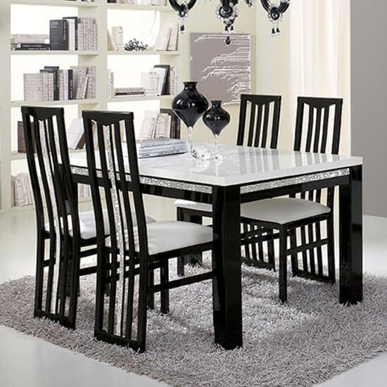 Regal Dining Chair In Black And White With Cromo Details_2