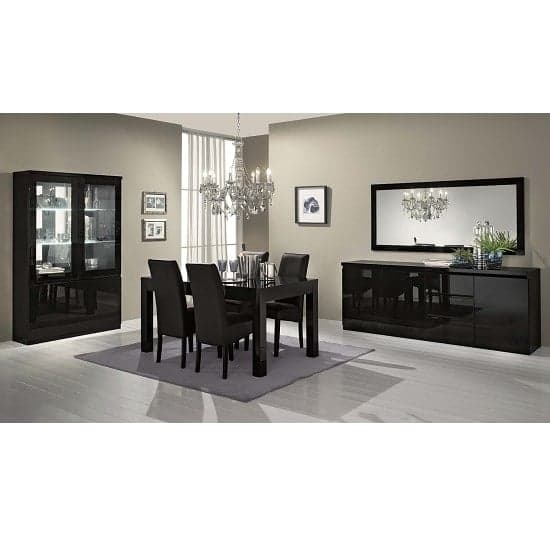 Regal Display Cabinet In Black With High Gloss Lacquer And LED_2
