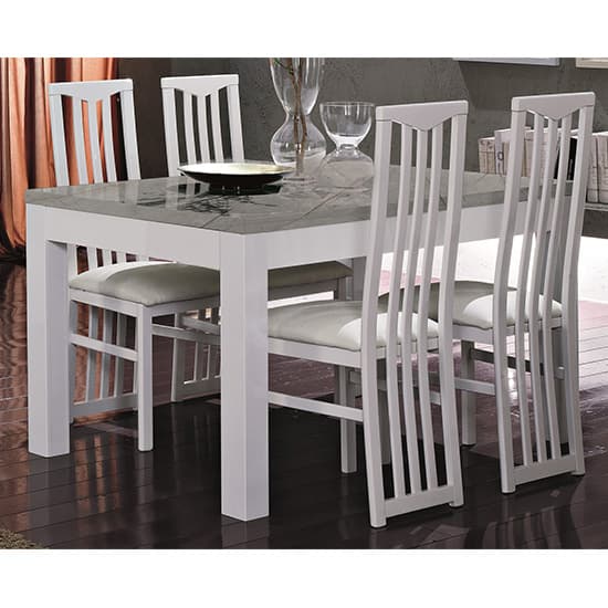 Regal Gloss White And Grey Dining Table 4 Cexa White Chairs_1