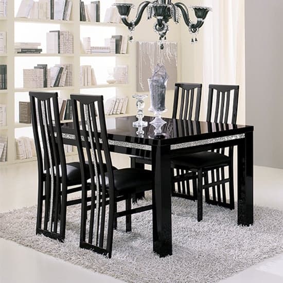Regal Wooden Dining Chair In Black With Cromo Details_2