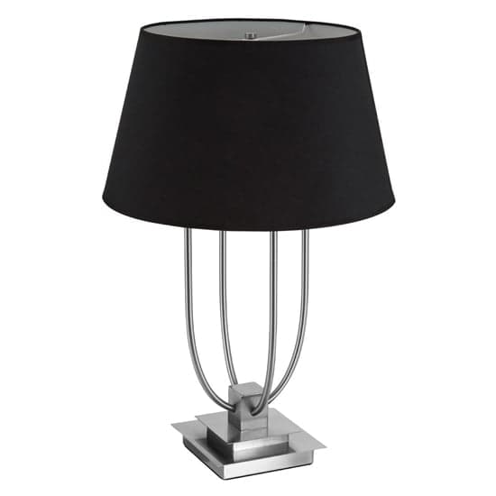 Trento Black Fabric Shade Table Lamp In Satin Nickel_2