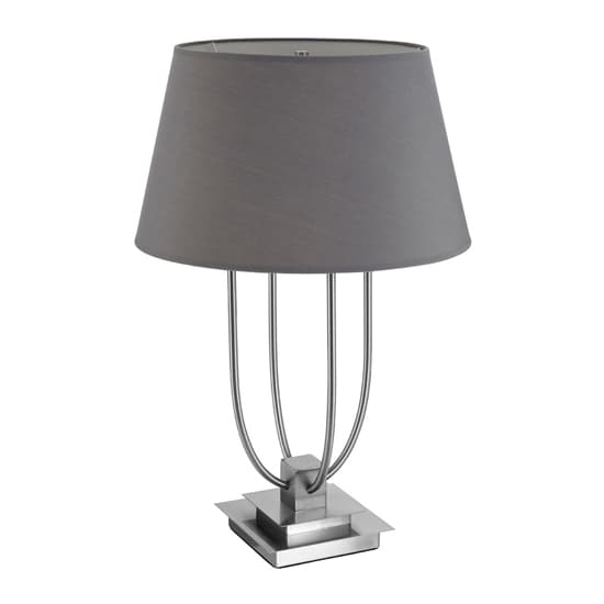 Trento Grey Fabric Shade Table Lamp In Satin Nickel_2