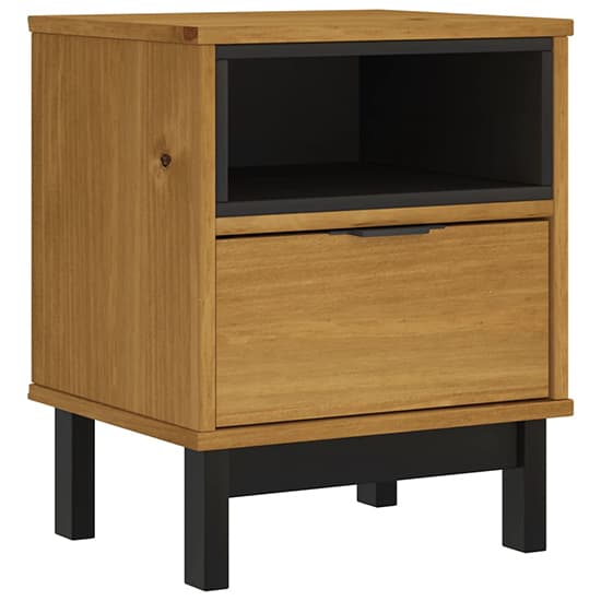 Reggio Solid Pine Wood Bedside Cabinet With 1 Drawers In Oak_2