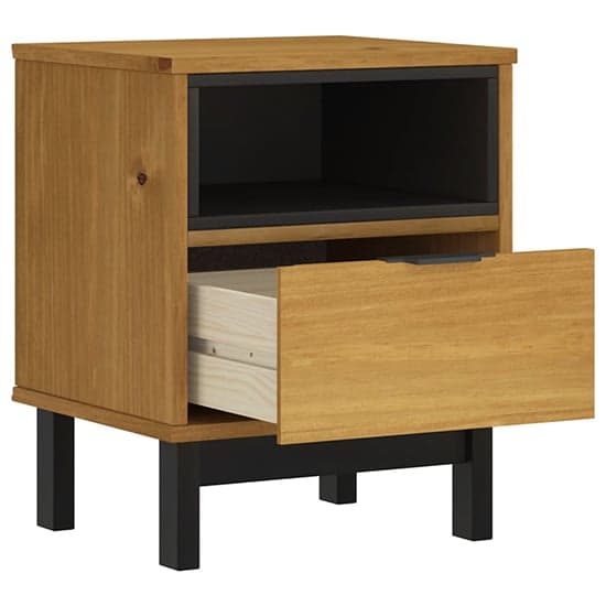 Reggio Solid Pine Wood Bedside Cabinet With 1 Drawers In Oak_3
